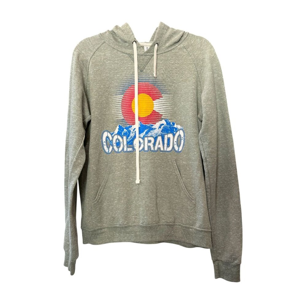 Colorado Hoodie Green Heather Medium Graphic Mountains Pullover Sweatshirt